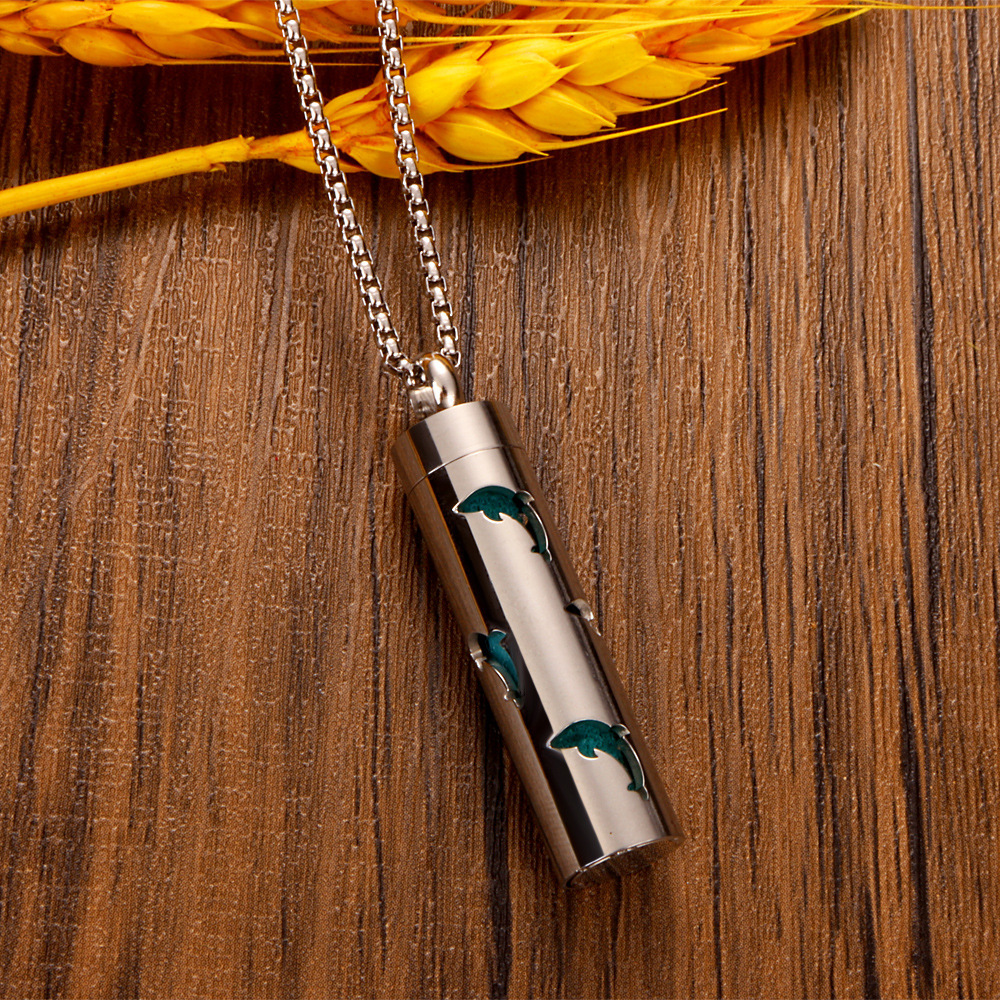 Perfume Diffuser Necklace Essential Oil Aromatherapy Stainless Steel Necklace Vertical Fragrance Pendant Necklace - soufeelmy