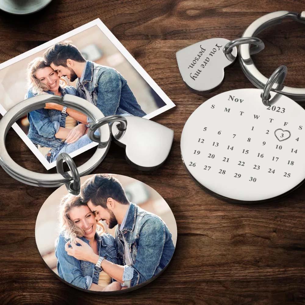 Custom Photo Keychain Personalized Engraved Calendar Keychain