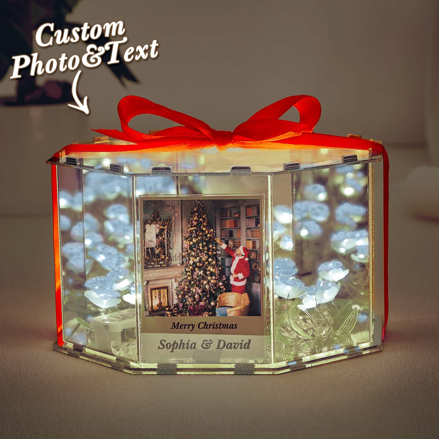 Custom Photo Rose Flower Infinity Mirror Box Infinity Mirror  Lamp with Your Picture and Text DIY Kit - soufeelmy