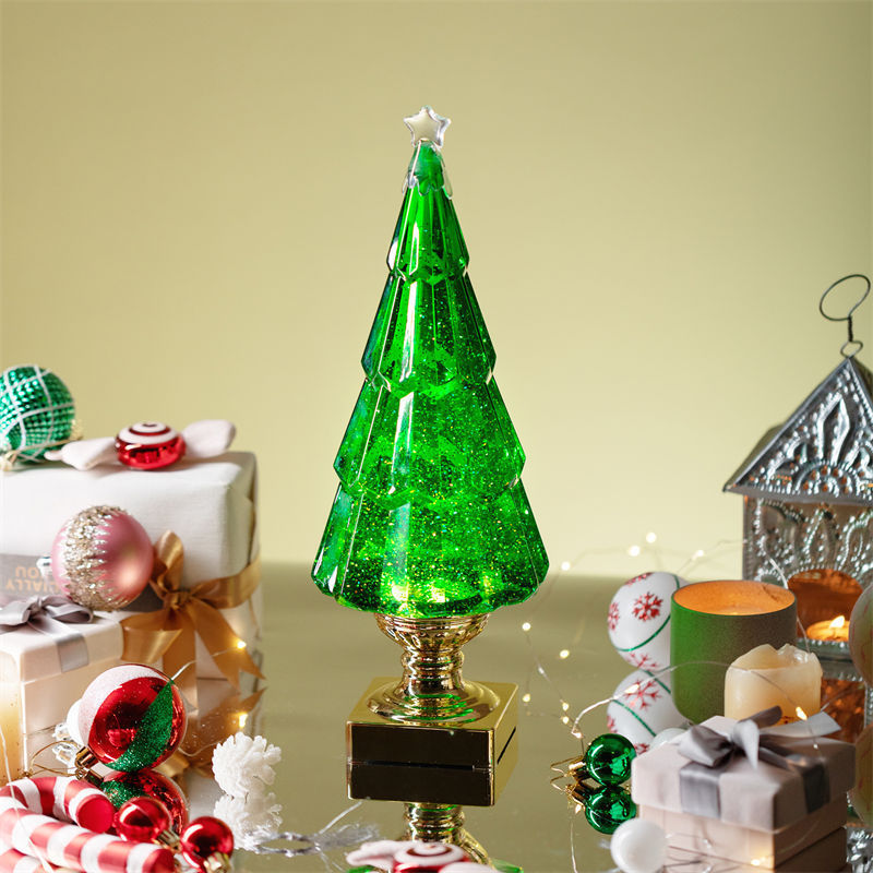 Glitter Christmas Tree Ornaments Desk Decorations Glowing Swirl Night Light Christmas Gift Idea - soufeelmy