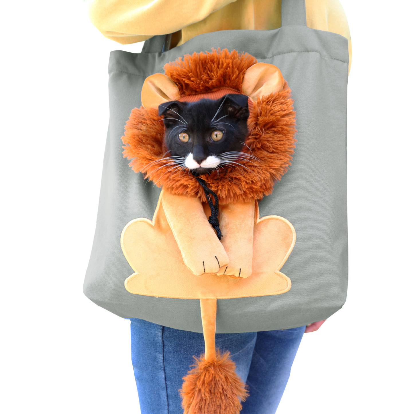 Pet Outing Bag with Head Exposed Little Lion Cat Bag Small Dog Shoulder Bag Canvas Bag - soufeelmy
