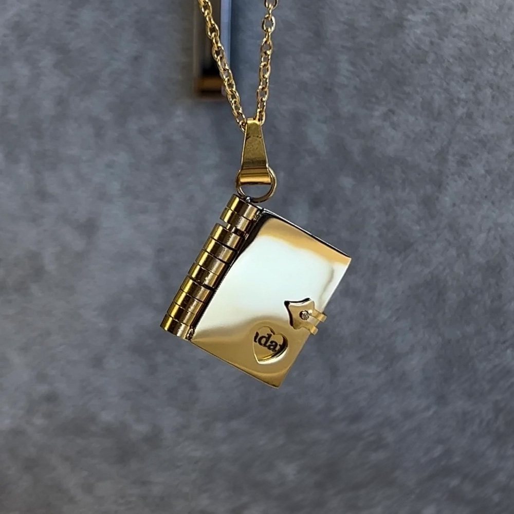Personalised Silver Petite Book Locket Necklace Pendant Charm Message Necklace Memory Gift for Her