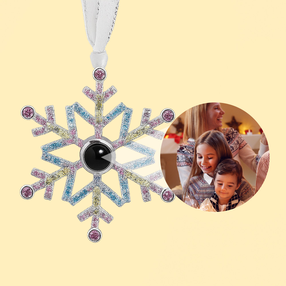 Personalized Multicolor Snowflake Photo Ornament Projection Gem Ornament Christmas Tree Ornament Christmas Gifts - soufeelmy