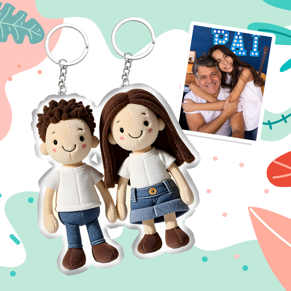 Personalized Photo Plush Doll Keychain Mini Me Plush Keychain Gifts for Boyfriend