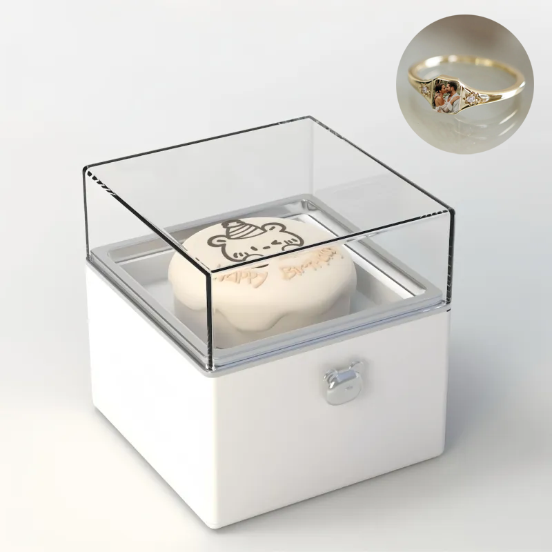 Magical Bear Cake Ring Box With Personalized Birthstone Ring Surprise Gift Birthday Gift - soufeelmy