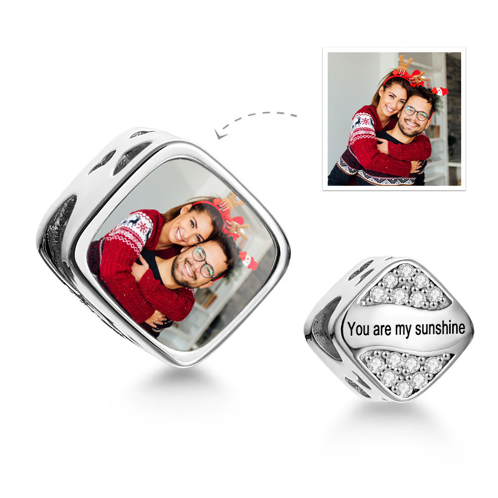 Personalised Photo Charms Custom Image Bead Fit Original Charm Beads Bracelet Custom Name Text Party Jewellery for Christmas - soufeelmy