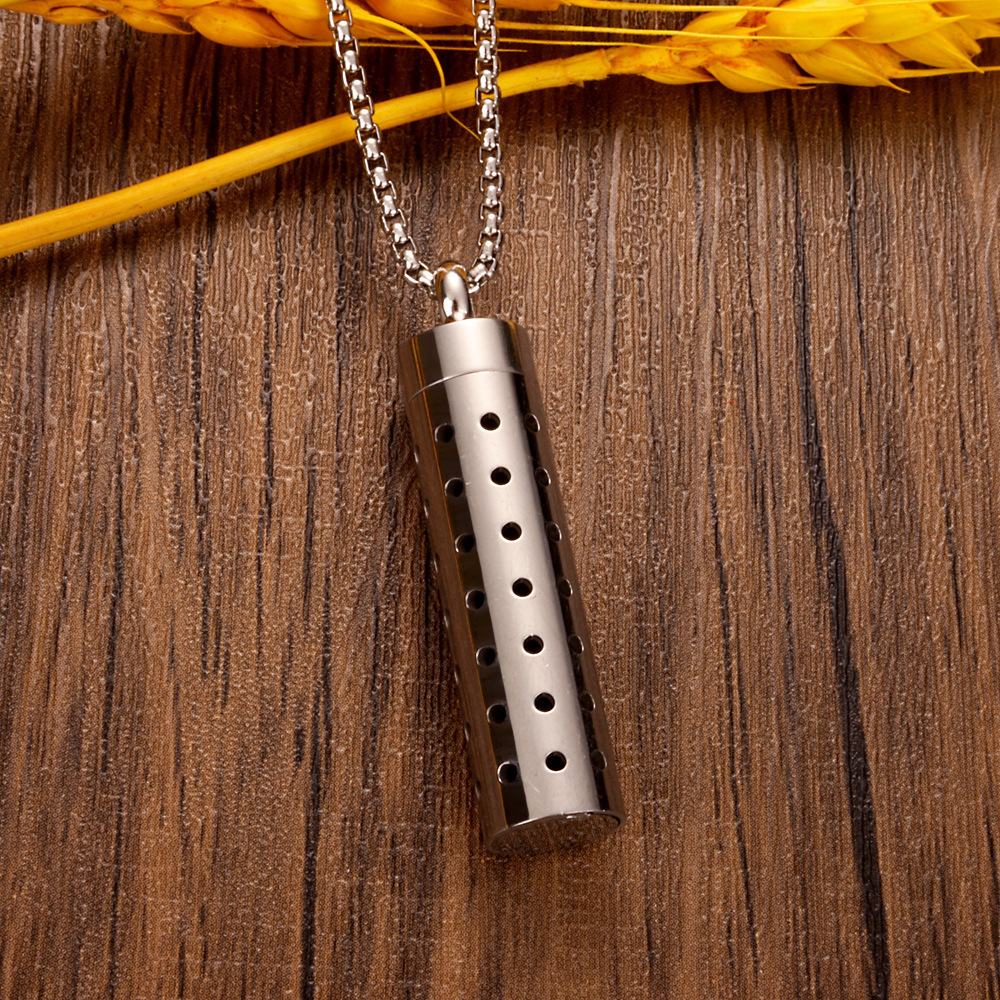 Perfume Diffuser Necklace Essential Oil Aromatherapy Stainless Steel Necklace Vertical Fragrance Pendant Necklace - soufeelmy