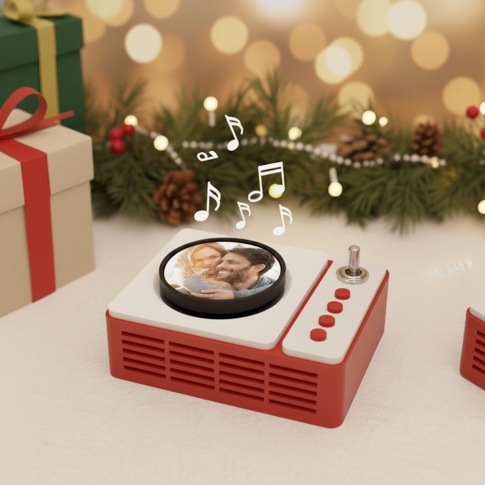 Personalized Mini Record Player with Custom Photo & Song - Unique Music Christmas Gift - soufeelmy