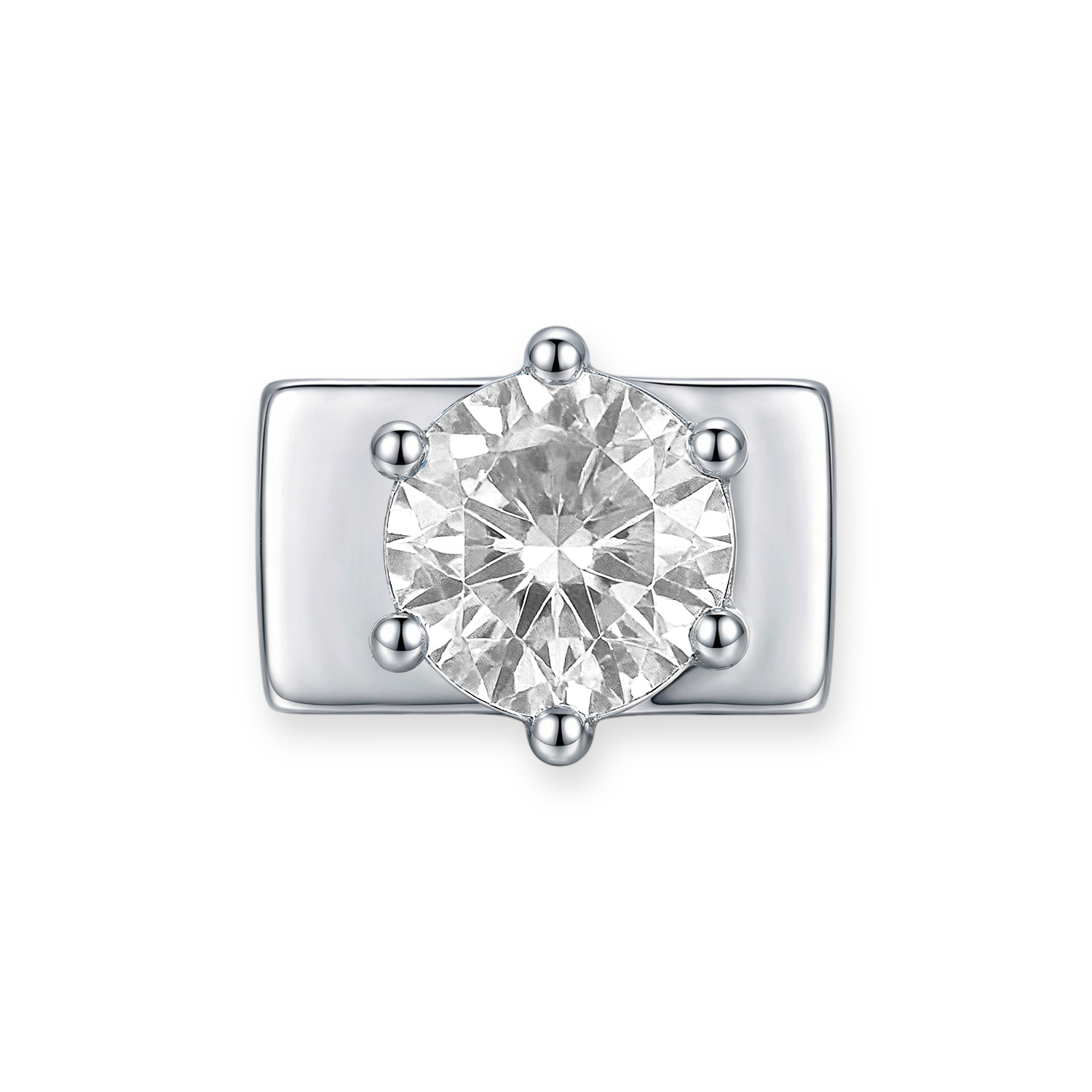 Transparent White Round Diamond Charm - Silver - soufeelmy