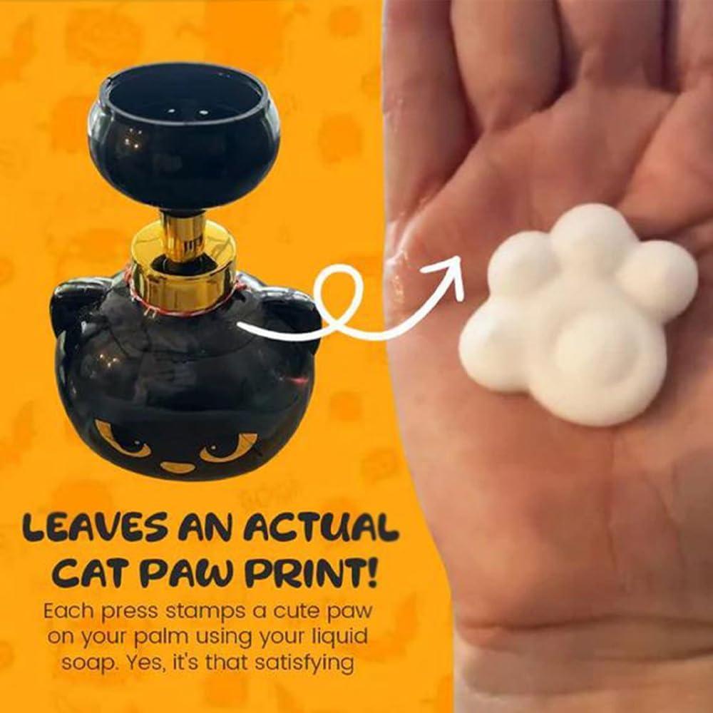 Cute Cat Paw Foam Soap Dispenser, Black Kitten Foaming Pump Bottle Creates Paw-Shaped Foam, Refillable Empty Hand Soap Pump Container for Bathroom Kitchen, Cat Lovers Gift - soufeelmy