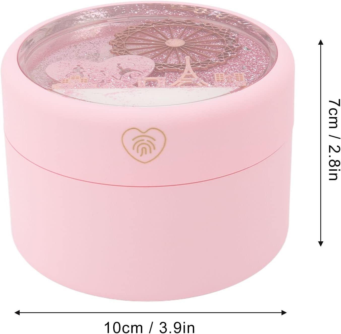 Necklace Pendant Box Jewelry Box Gift Boxes Single Neckline Box Pendant Wheel Round Jewelry Gift Case LED Light Clamshell Small for Proposal White & Pink - soufeelmy