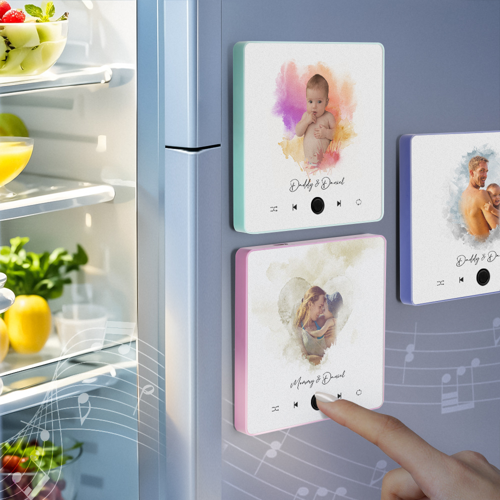 Custom Music Fridge Magnet Photo Watercolor Sticker Music Wall Photo Sticker That Can Plays Without Cell Phone Best Gift - soufeelmy