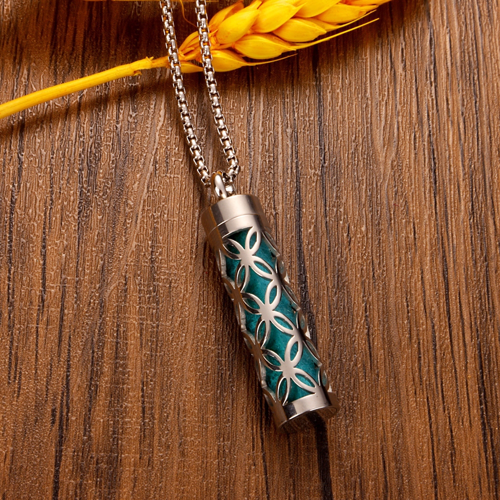 Perfume Diffuser Necklace Essential Oil Aromatherapy Stainless Steel Necklace Vertical Fragrance Pendant Necklace - soufeelmy