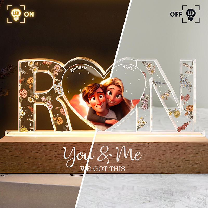 Couples personalized flower night light - soufeelmy