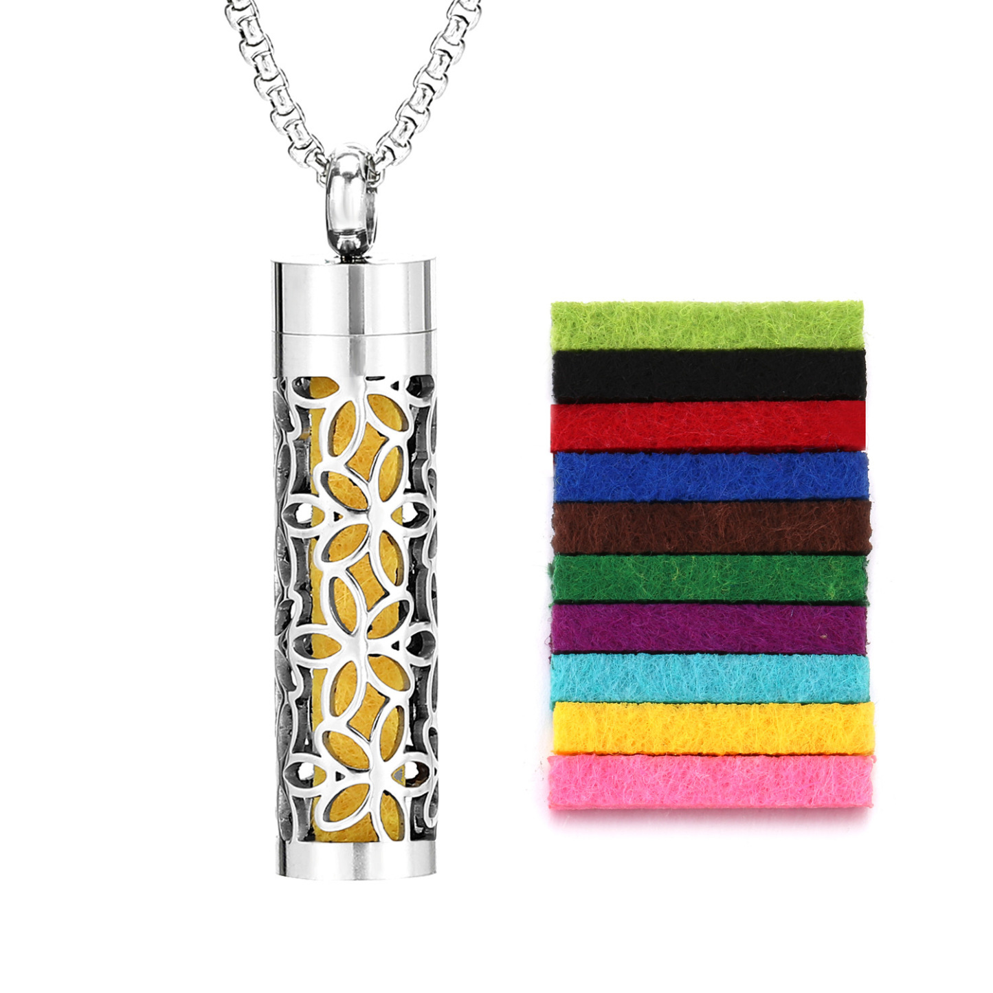 Perfume Diffuser Necklace Essential Oil Aromatherapy Stainless Steel Necklace Vertical Fragrance Pendant Necklace - soufeelmy