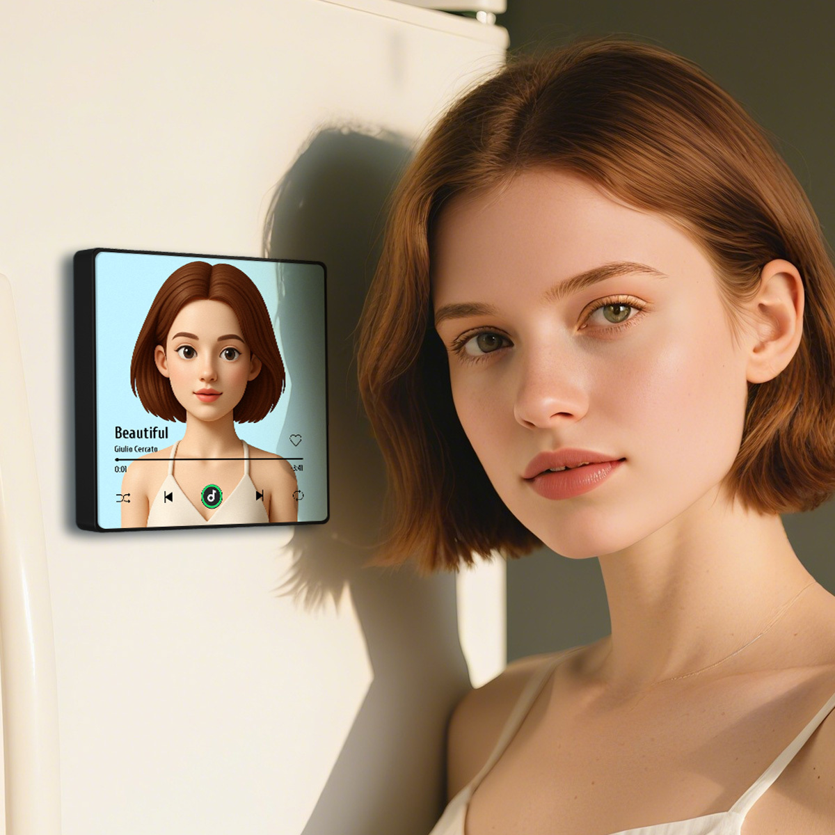 Customized music refrigerator magnet personalized 3D cartoon character style photo frame album refrigerator magnet can play music upgraded version color - soufeelmy