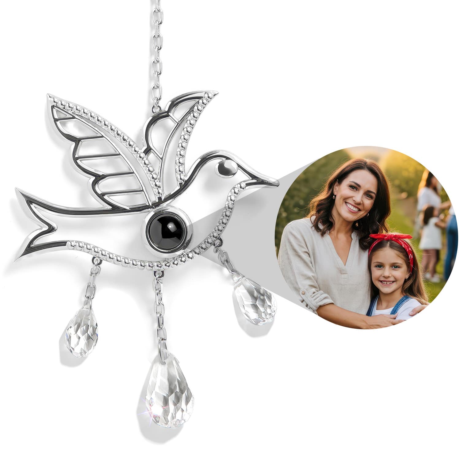 Personalized Cardinal Photo Sun Catcher Projection Car Ornaments Memorial Gift - soufeelmy