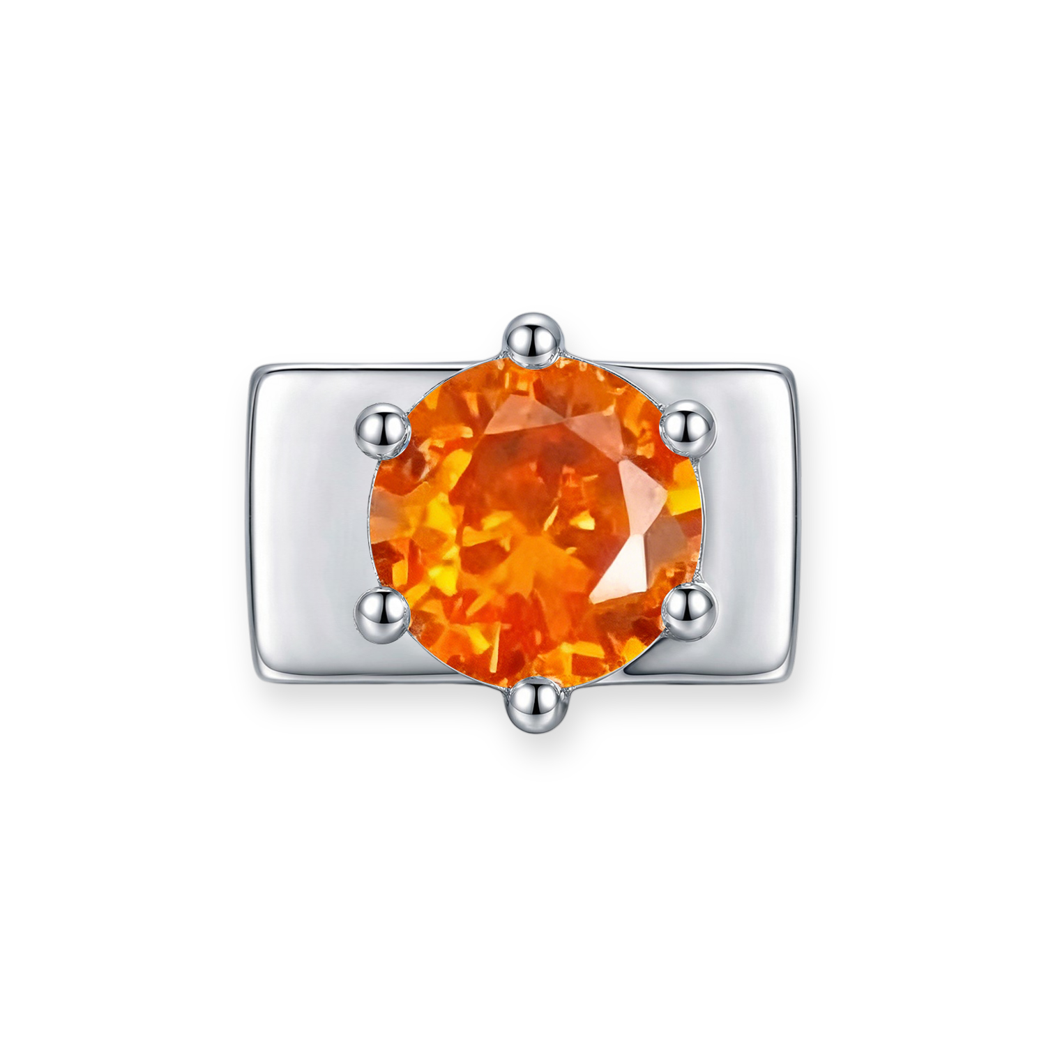 Orange Round Diamond Charm - Silver - soufeelmy