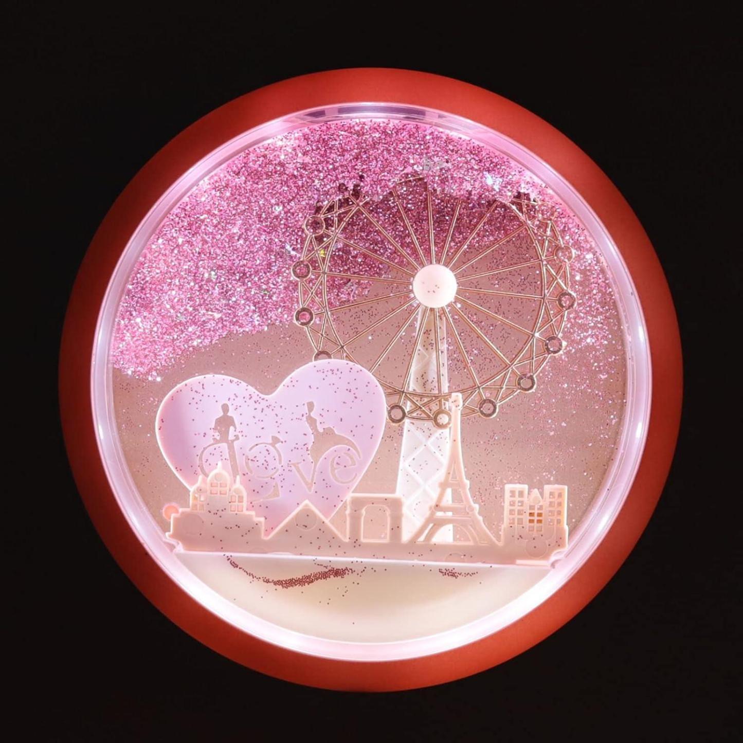 Necklace Pendant Box Jewelry Box Gift Boxes Single Neckline Box Pendant Wheel Round Jewelry Gift Case LED Light Clamshell Small for Proposal White & Pink - soufeelmy