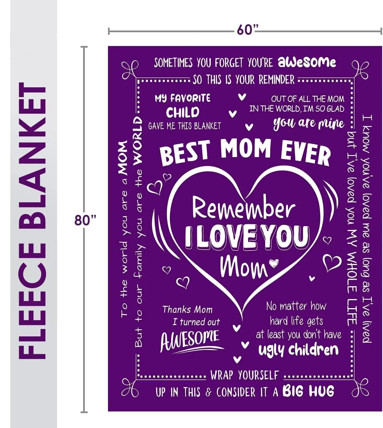 Best Mom Ever Soft Fleece Throw Blanket Mothers Day Birthday Gifts for Women Mama Present for Mother-in-Law Gift for Mom from Daughter Son - soufeelmy