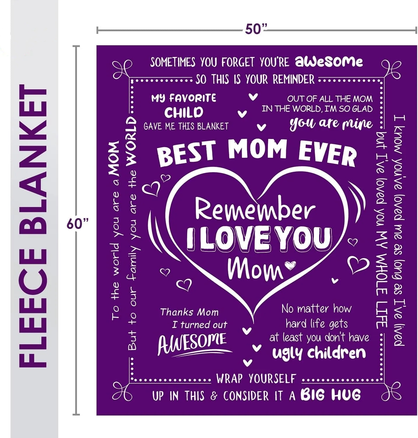 Best Mom Ever Soft Fleece Throw Blanket Mothers Day Birthday Gifts for Women Mama Present for Mother-in-Law Gift for Mom from Daughter Son - soufeelmy