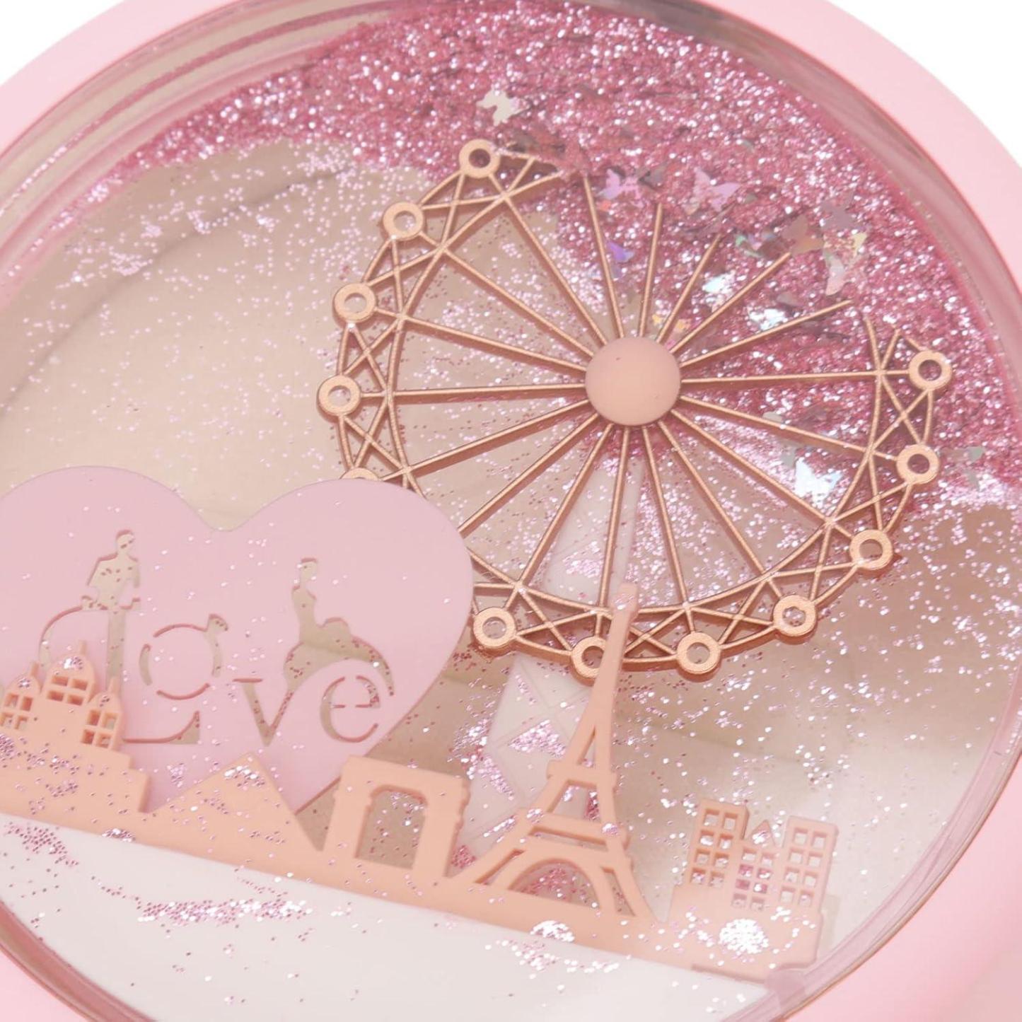 Necklace Pendant Box Jewelry Box Gift Boxes Single Neckline Box Pendant Wheel Round Jewelry Gift Case LED Light Clamshell Small for Proposal White & Pink - soufeelmy