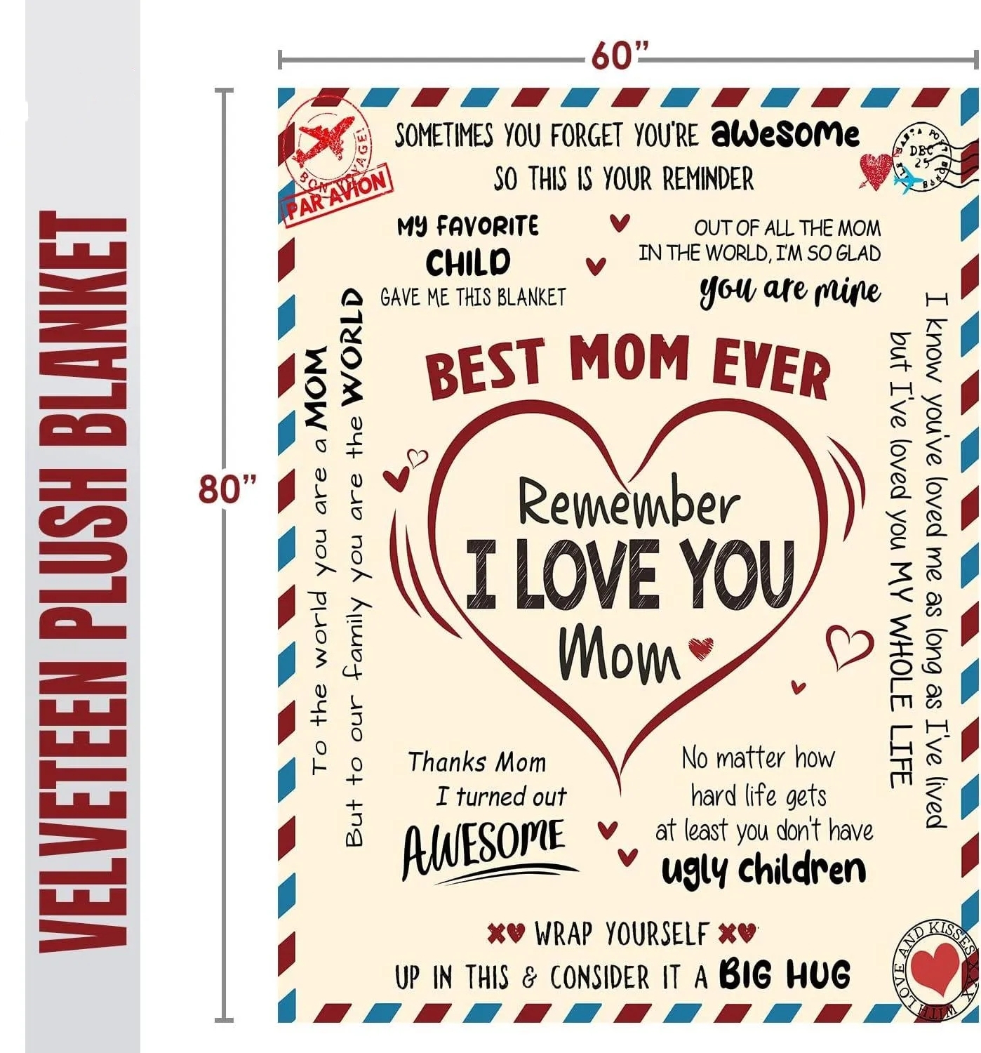 Best Mom Ever Soft Fleece Throw Blanket Mothers Day Birthday Gifts for Women Mama Present for Mother-in-Law Gift for Mom from Daughter Son - soufeelmy