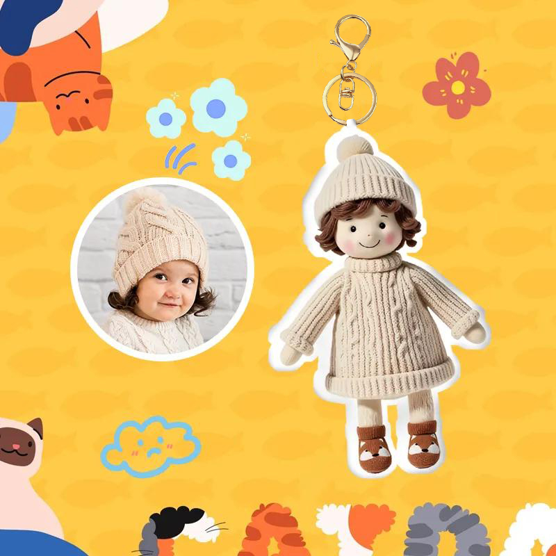 Personalized Photo Plush Doll Keychain Mini Me Plush Keychain Couple Gifts - soufeelmy
