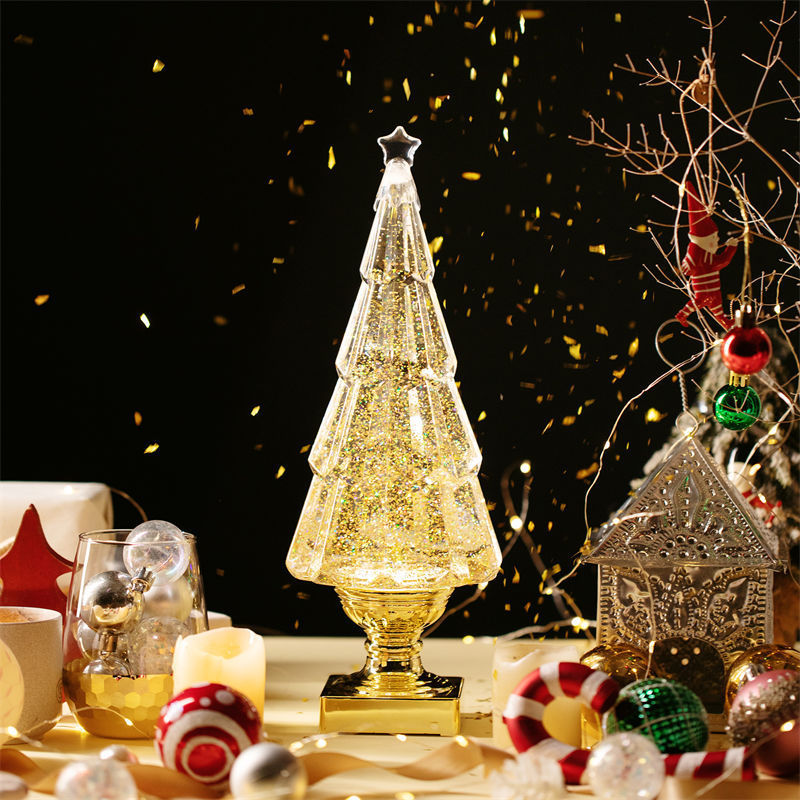 Glitter Christmas Tree Ornaments Desk Decorations Glowing Swirl Night Light Christmas Gift Idea - soufeelmy