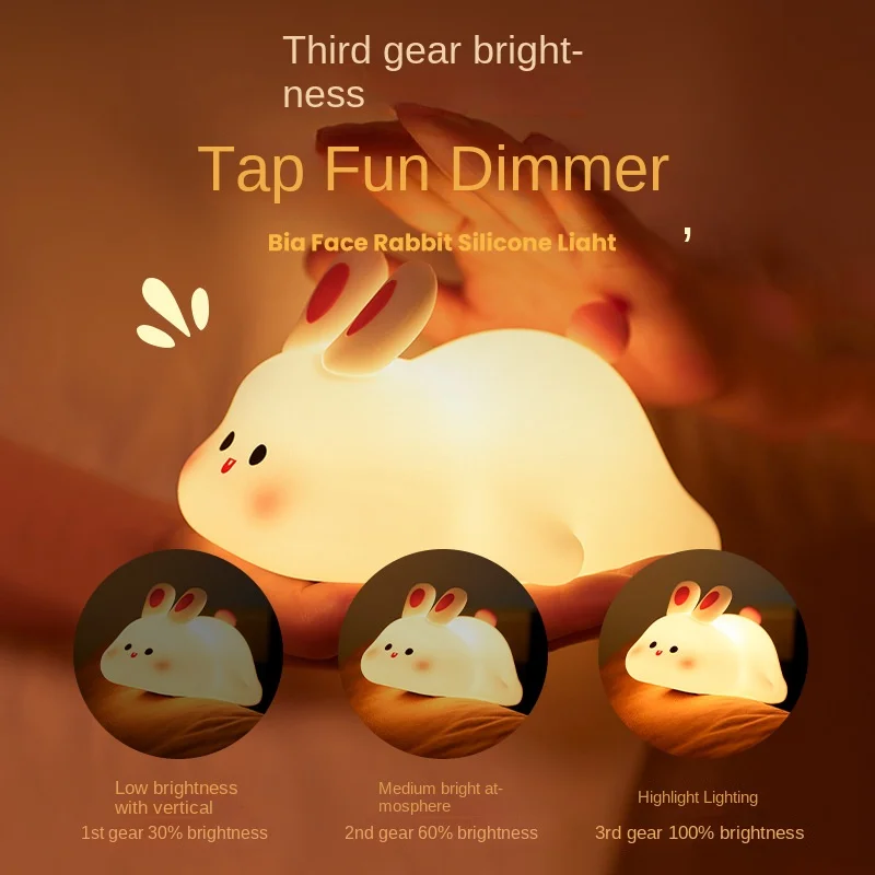 Cartoon Rabbit Night Light Big Face Rabbit Intelligent Atmosphere Lig - soufeelmy