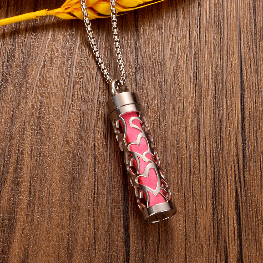Perfume Diffuser Necklace Essential Oil Aromatherapy Stainless Steel Necklace Vertical Fragrance Pendant Necklace - soufeelmy
