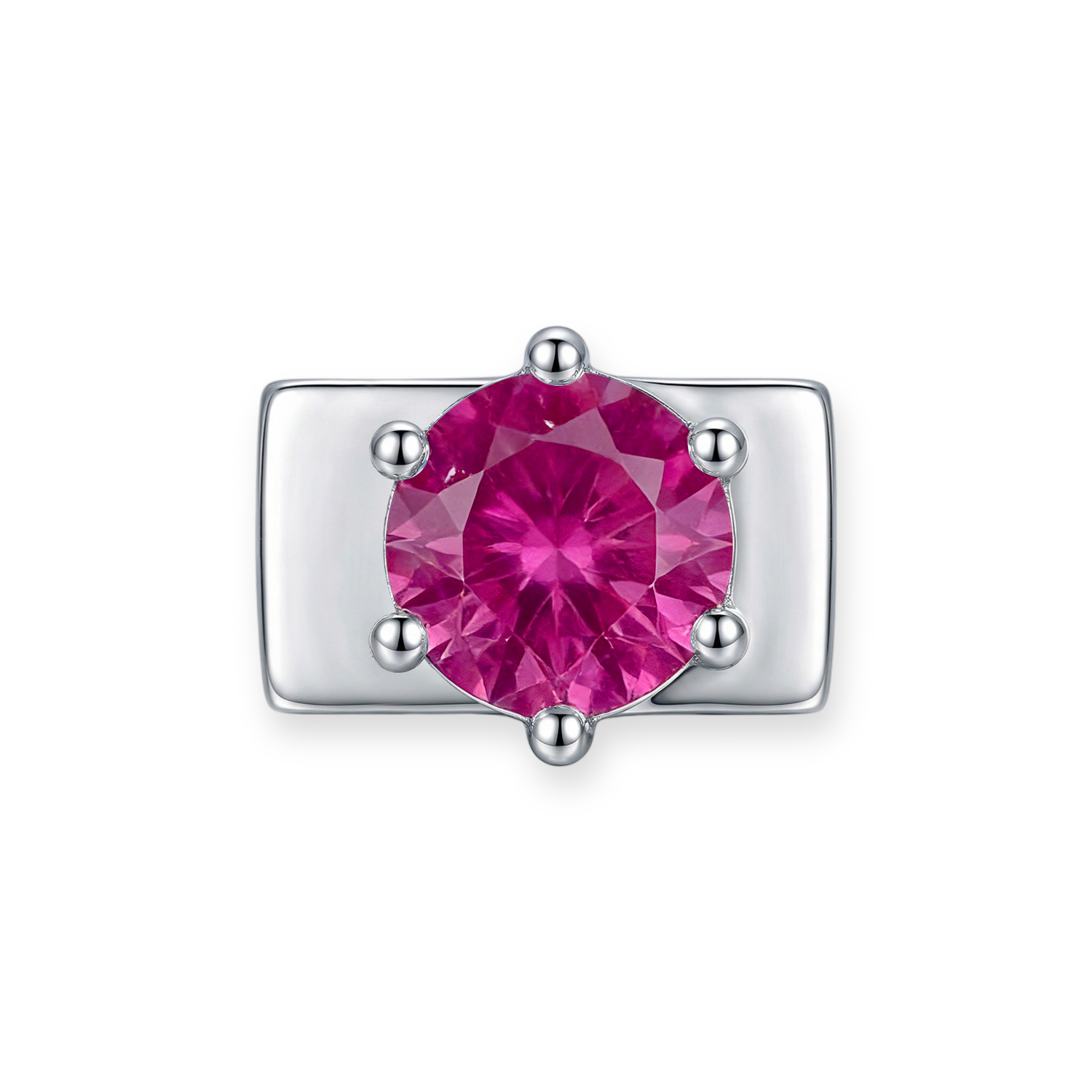 Rose Pink Round Diamond Charm - Silver - soufeelmy