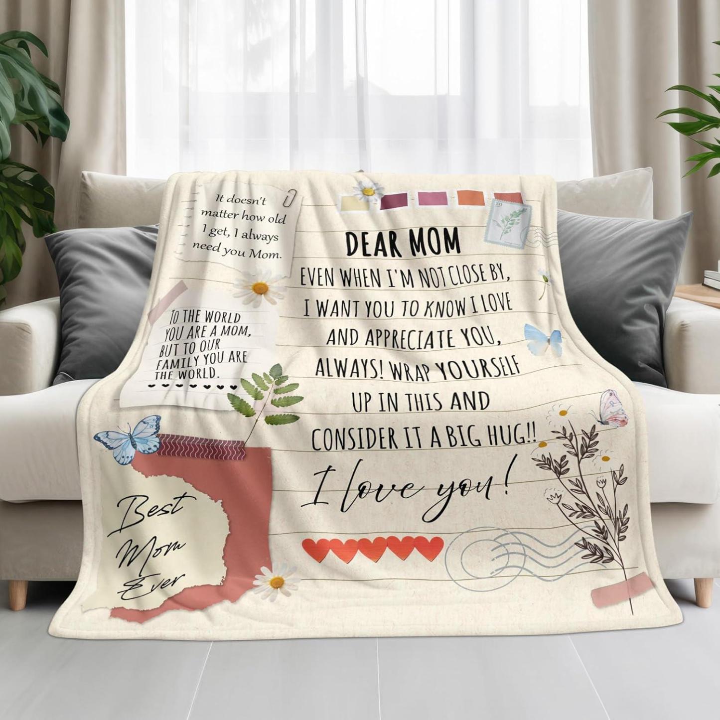 Best Mom Ever Soft Fleece Throw Blanket Mothers Day Birthday Gifts for Women Mama Present for Mother-in-Law Gift for Mom from Daughter Son - soufeelmy