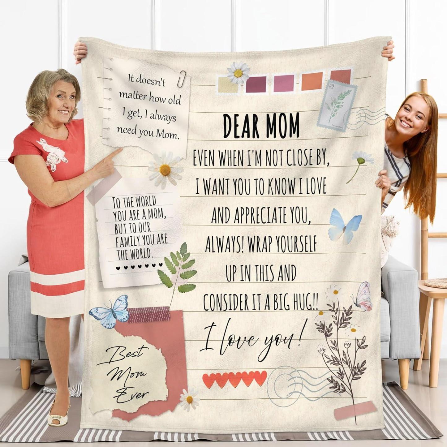 Best Mom Ever Soft Fleece Throw Blanket Mothers Day Birthday Gifts for Women Mama Present for Mother-in-Law Gift for Mom from Daughter Son - soufeelmy