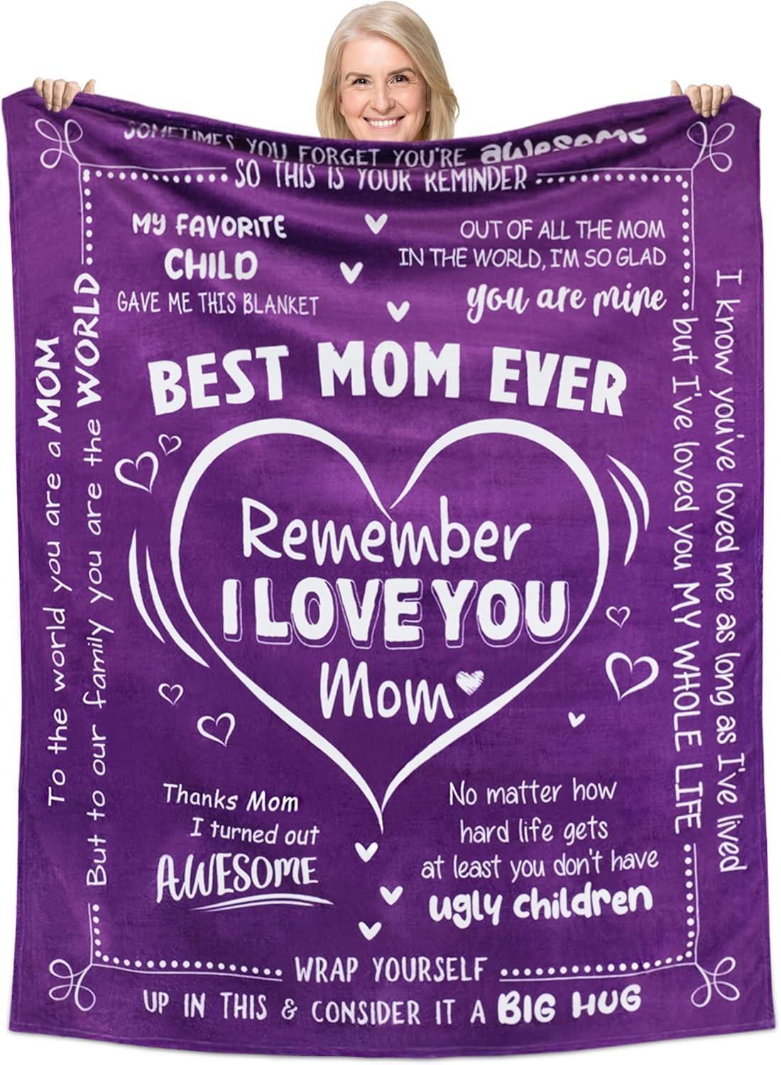 Best Mom Ever Soft Fleece Throw Blanket Mothers Day Birthday Gifts for Women Mama Present for Mother-in-Law Gift for Mom from Daughter Son - soufeelmy
