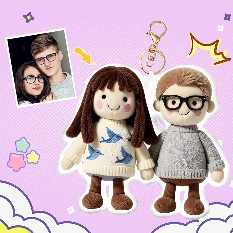 Personalized Photo Plush Doll Keychain Mini Me Plush Keychain Gifts for Kids - soufeelmy