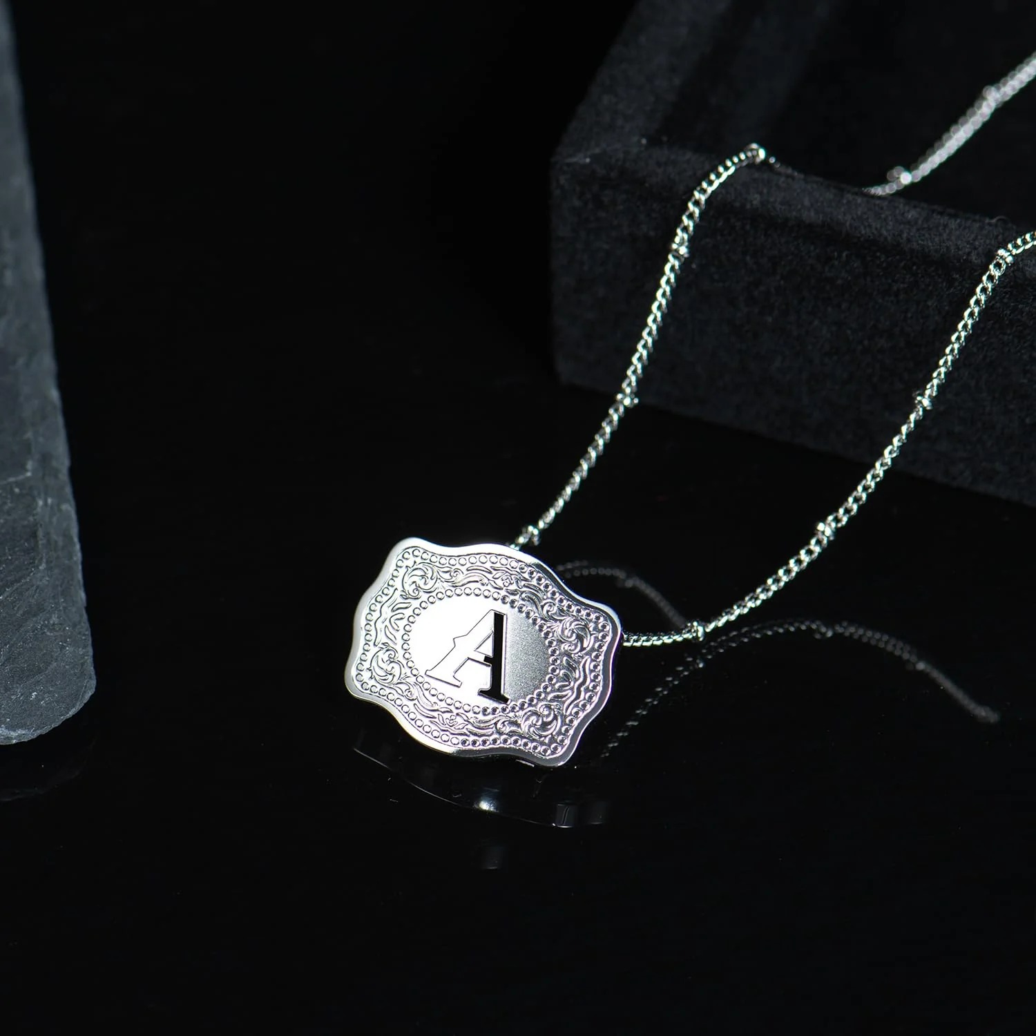 Belt Buckle Letter Initial Necklaces Dainty Brass Pendant Necklaces - soufeelmy