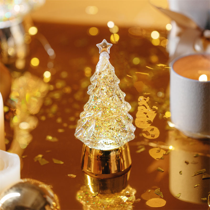 Glitter Christmas Tree Ornaments Desk Decorations Glowing Swirl Night Light Christmas Gift Idea - soufeelmy