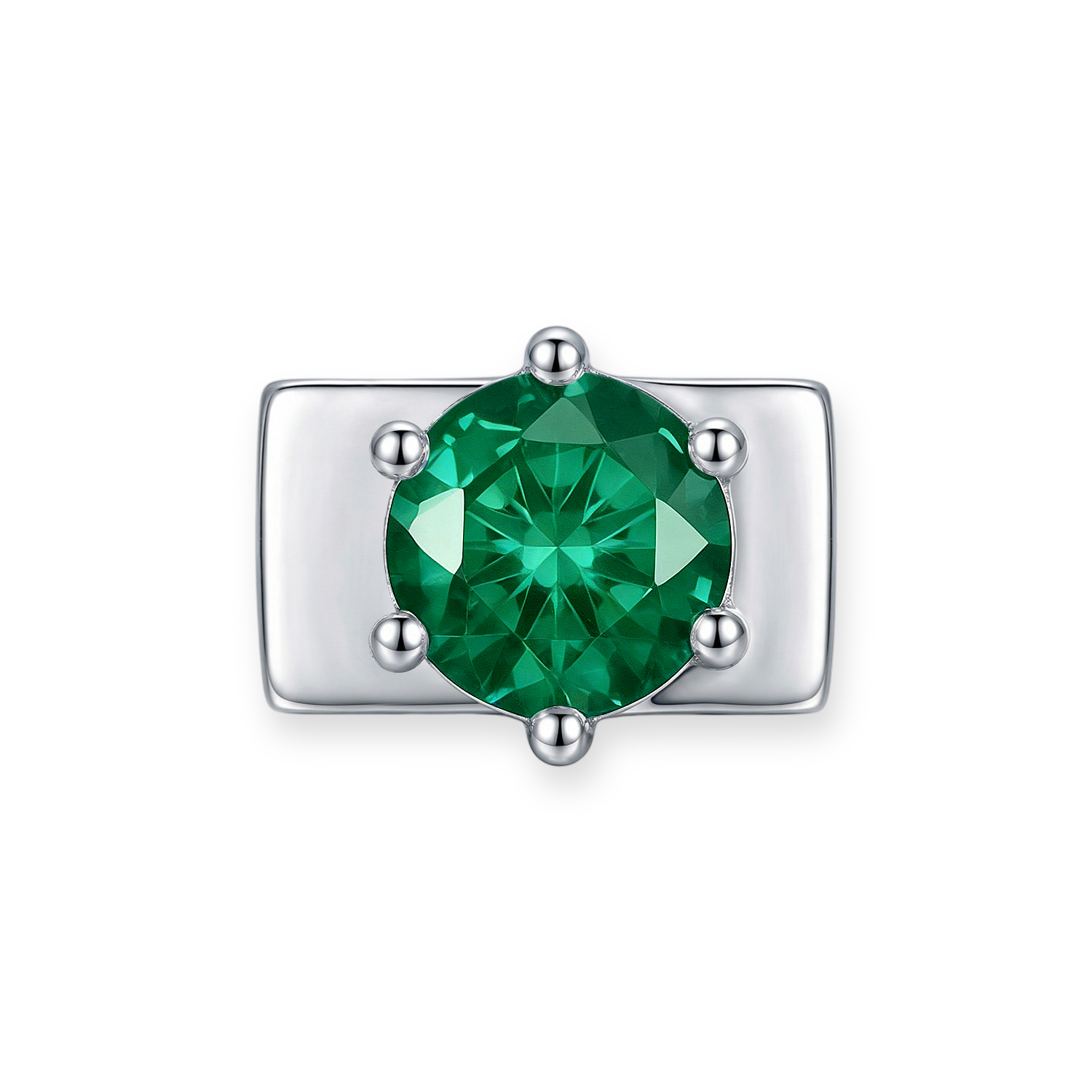 Dark Green Round Diamond Charm - Silver - soufeelmy