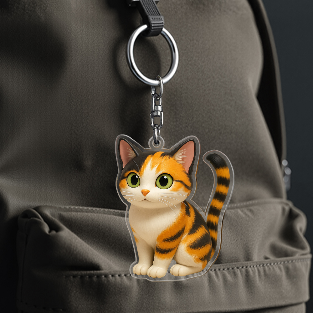Custom Cartoon Cat Keychain Personalized Acrylic Cartoon Keychain Photo Bag Charm Unique Keepsake Gift For Pet Owner - soufeelmy