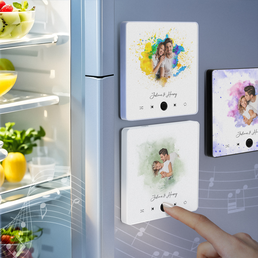 Custom Music Fridge Magnet Photo Watercolor Sticker Music Wall Photo Sticker That Can Plays Without Cell Phone Best Gift - soufeelmy