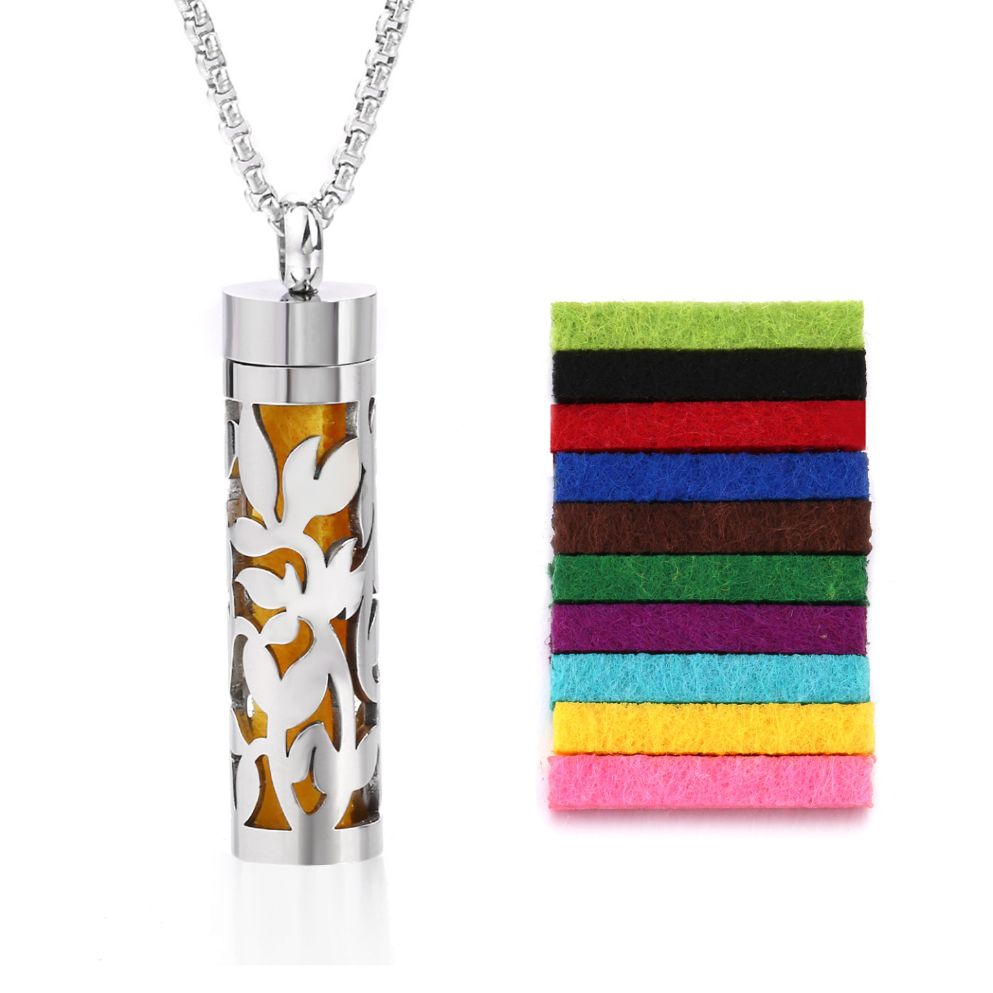 Perfume Diffuser Necklace Essential Oil Aromatherapy Stainless Steel Necklace Vertical Fragrance Pendant Necklace - soufeelmy