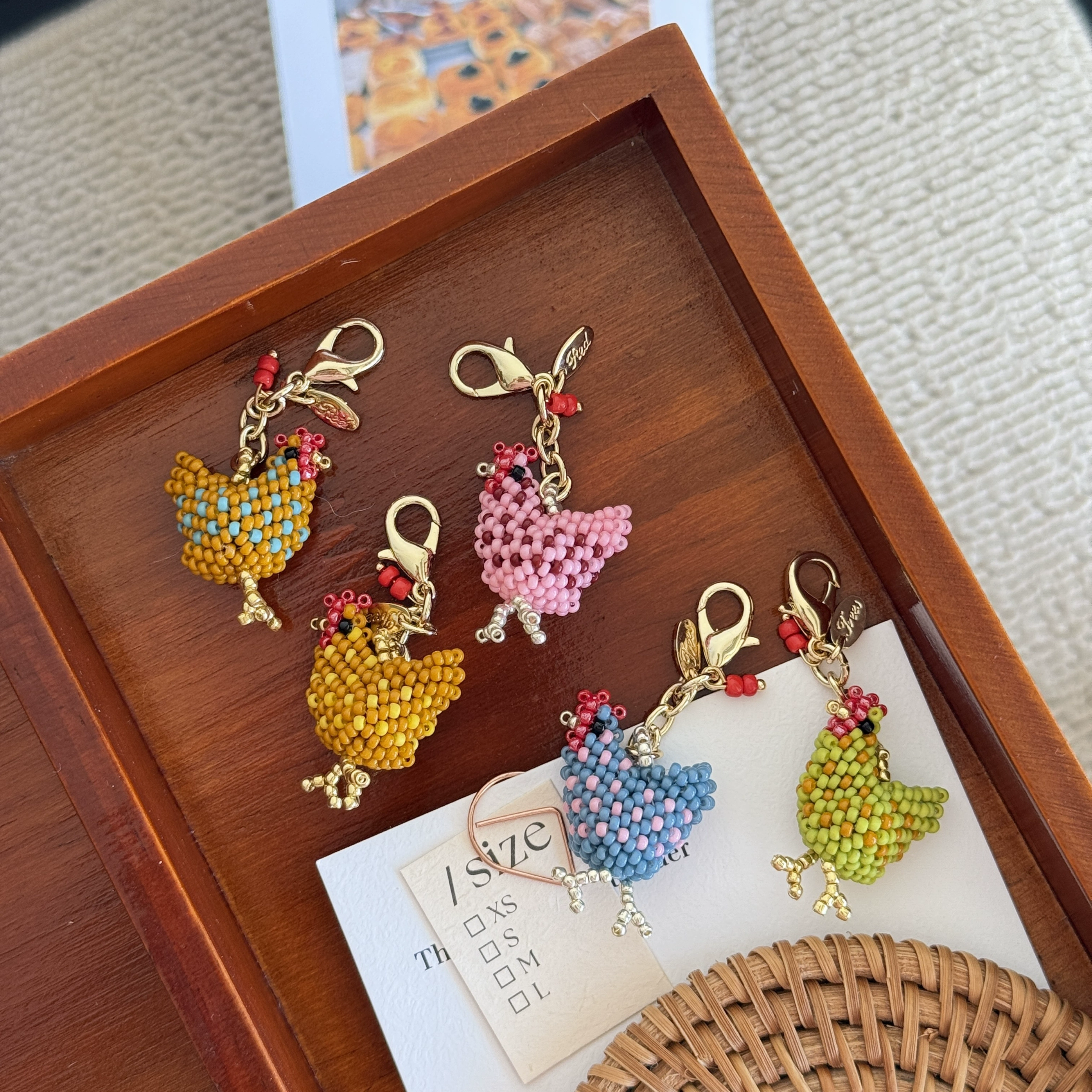 Heart-Shaped Chicken Beaded Bag Zipper Pendant Dopamine Color Matching Women's Bag Pendant Mobile Phone Chain - soufeelmy