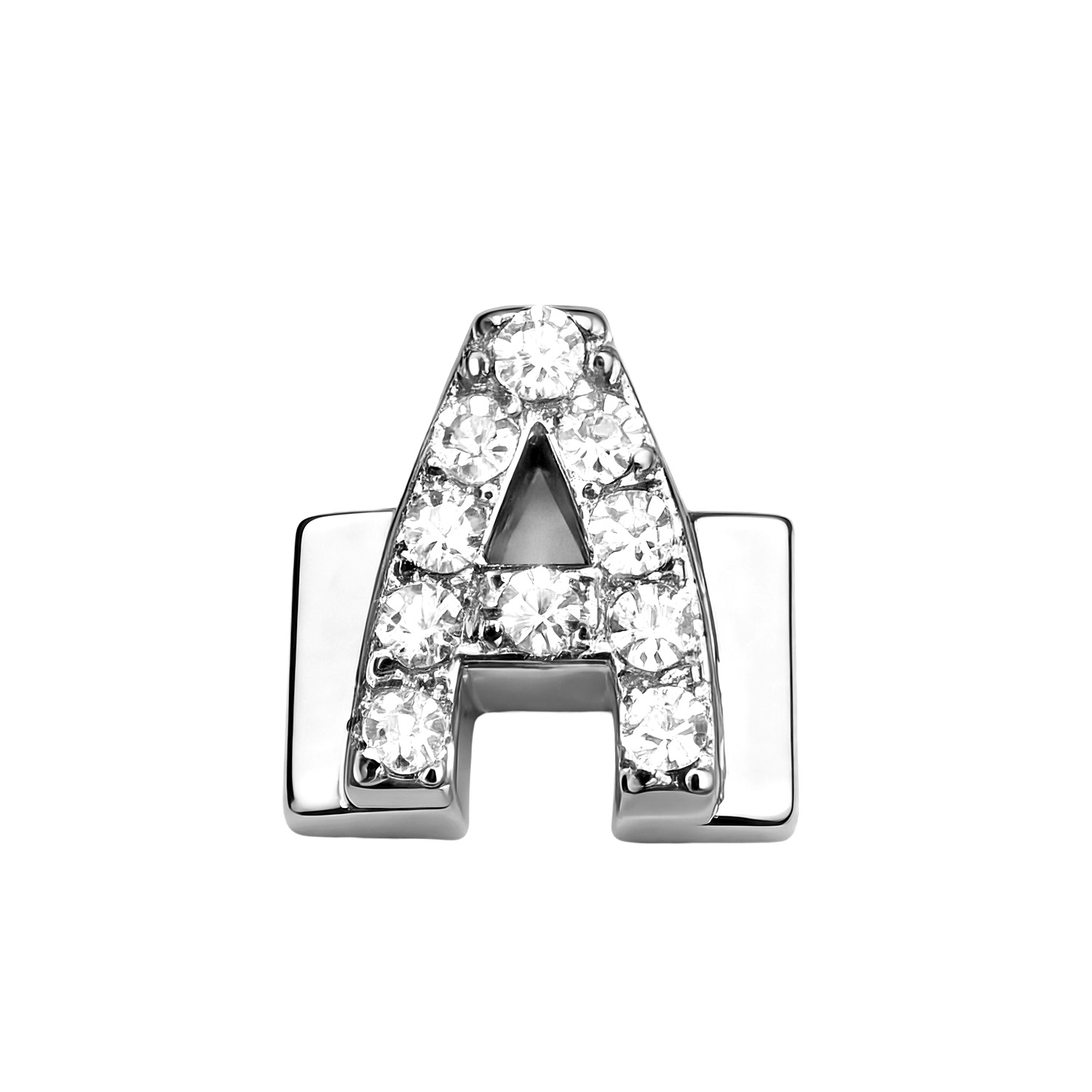 Letter With Diamond A Charm - Silver - soufeelmy