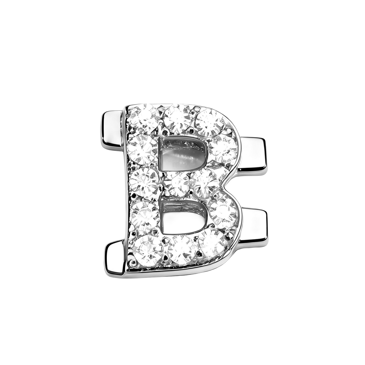 Letter With Diamond B Charm - Silver - soufeelmy