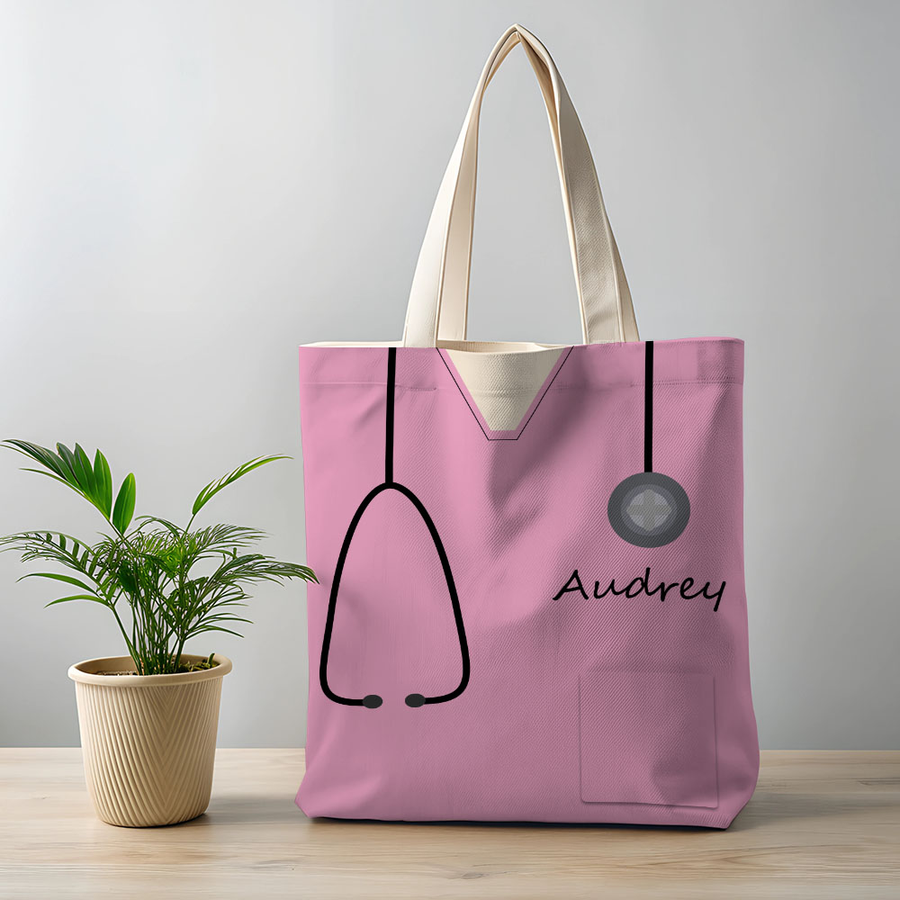 Personalized Name Nurse Medical Scrubs Teal Tote Bag - soufeelmy