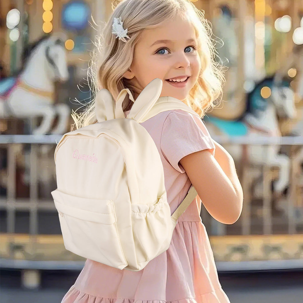 Personalized Name Embroidery Backpack Custom Rabbit Ear Backpack School Bags Gift for Kids - soufeelmy