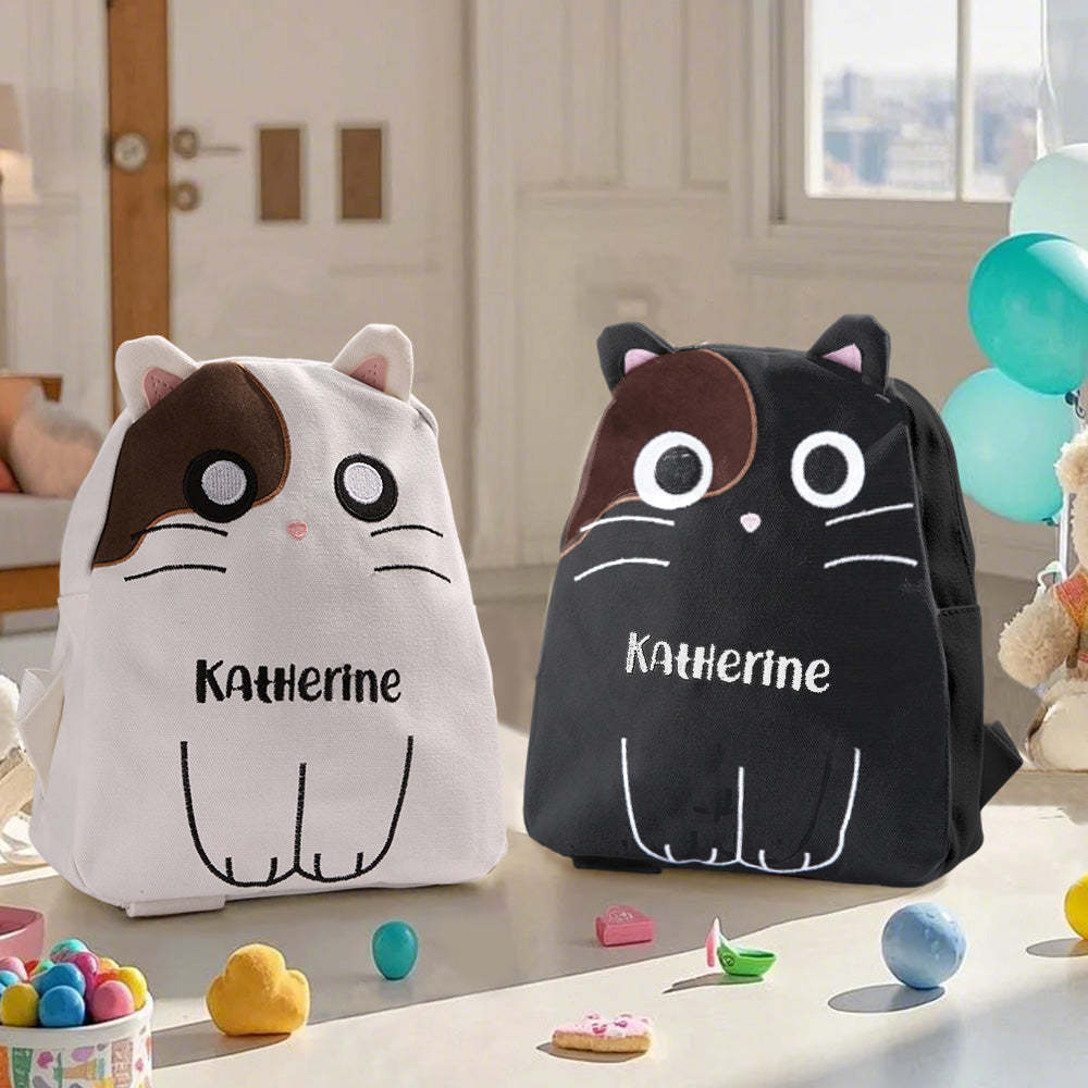 Personalized Name Embroidery Backpack Custom Cat Backpack School Bags Gift for Kids - soufeelmy