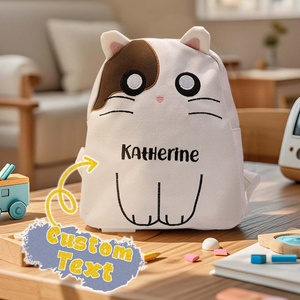 Personalized Name Embroidery Backpack Custom Cat Backpack School Bags Gift for Kids - soufeelmy