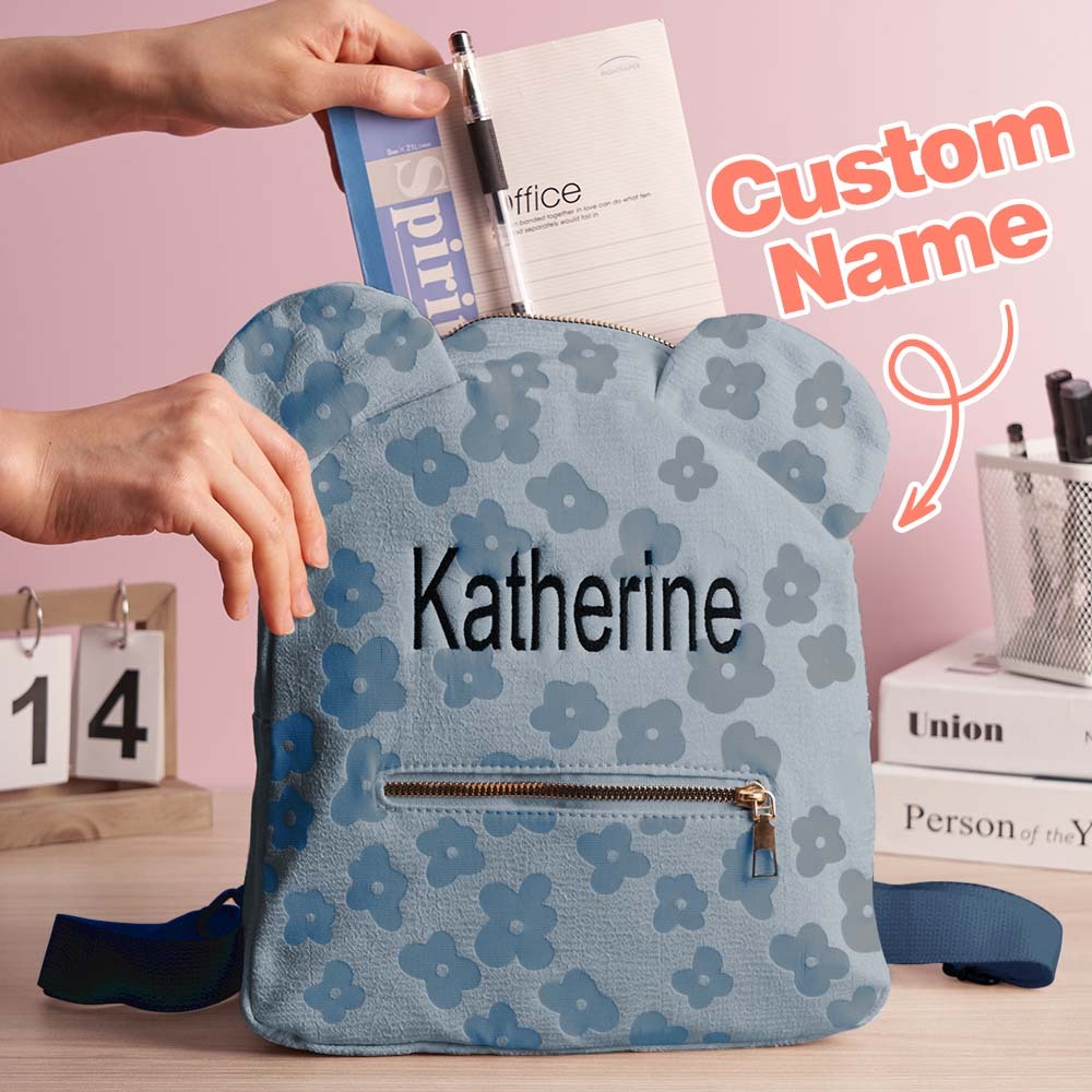 Personalized Name Embroidery Backpack Custom Mini Flower Backpack School Bags Gift for Kids - soufeelmy